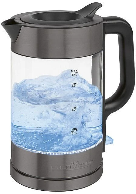 Profi Cook ProfiCook PC-WKS 1322 G electric virdulys 1.7 L 2200 W Juodas, Transparent