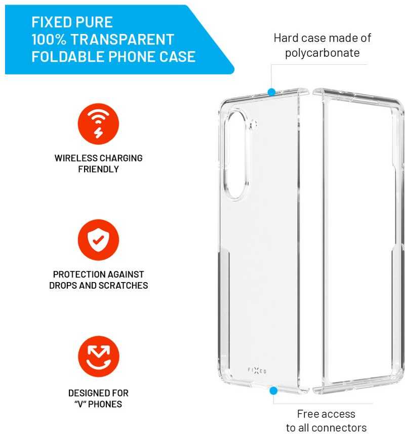 FIXED Pure Protective dėklas, skirtas Samsung Galaxy Z Fold5 5G skaidrus