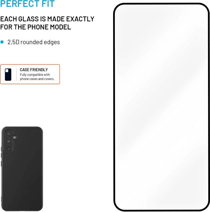 Fixed Fiksuotas ekrano apsauginis stiklas | Samsung | Galaxy A36 5G/A56 5G | Grūdintas stiklas | Juodas | Pilnas dangtelis 2.5D