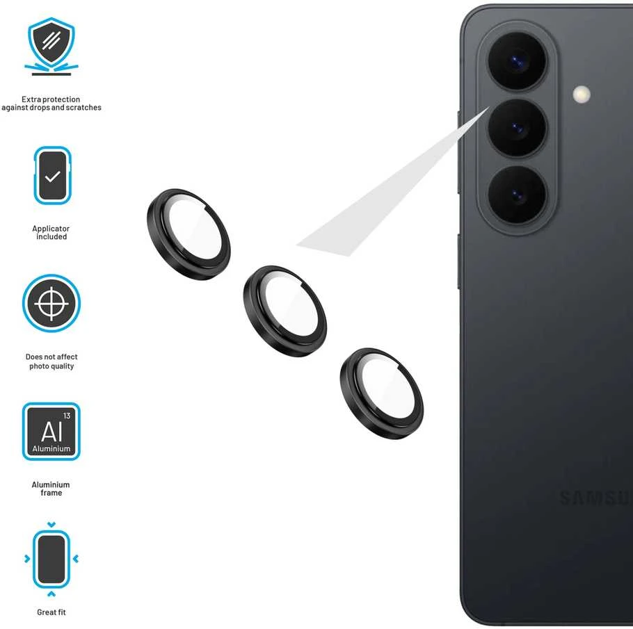 Fixed Fiksuotas kameros stiklas | Samsung | Galaxy S26 | Grūdintas stiklas | Juodas