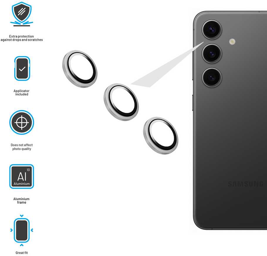Fixed Camera Glass do Samsung Galaxy A16 4G/5G, Sidabrinė