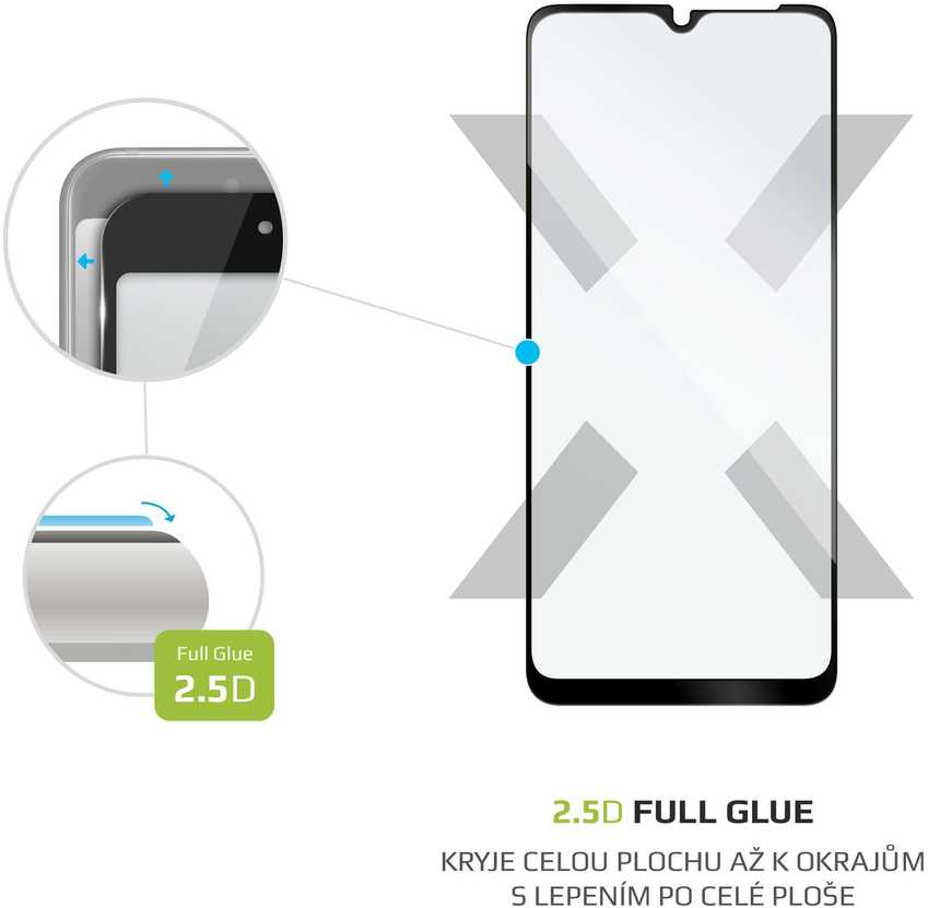Fixed Fiksuotas „Ochronne“ grūdintas stiklas. FIKSUOTAS „Samsung Galaxy A12“ pilnas dangtelis, prilimpa prie viso ekrano, juodas.