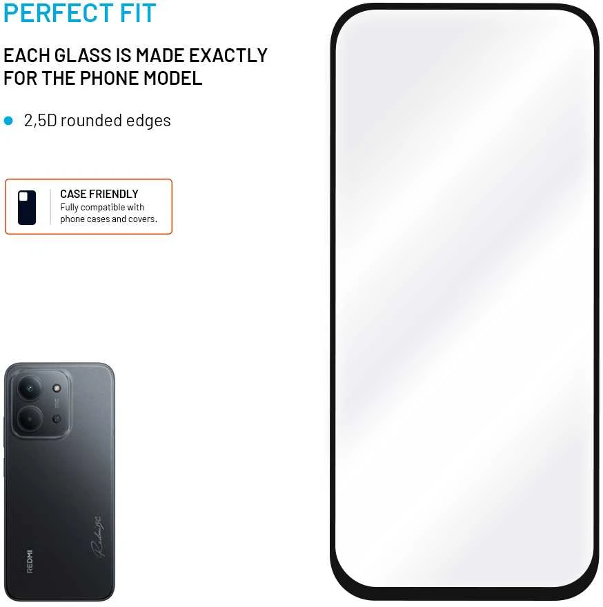 Fixed Ochronne grūdintas stiklas FIXED Full-Cover dla Xiaomi Redmi 15C 4G/5G, juoda