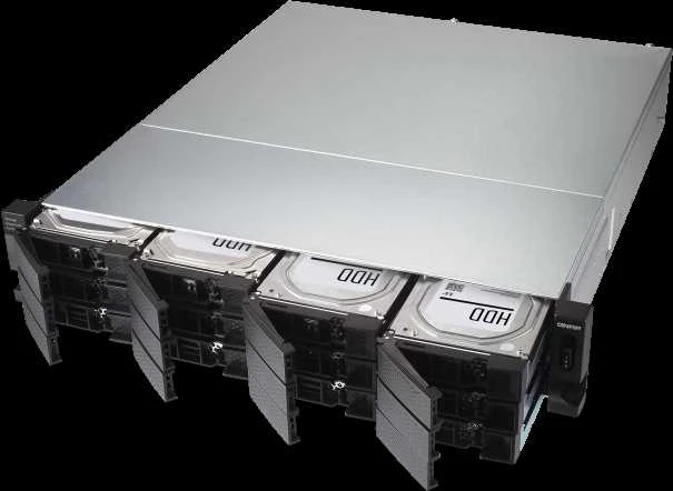 Serveris QNAP TL-R1200C-RP saugojimo diskų korpusas 2.5/3.5" HDD / SSD aptvaras Juoda, Pilka