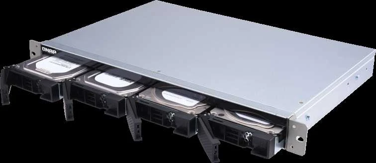 Serveris QNAP TL-R400S saugojimo diskų korpusas 2.5/3.5" HDD / SSD aptvaras Juoda, Pilka