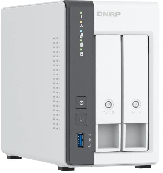 QNAP 2 skyrių 2,5 GbE NAS su integruotu NPU | TS-216G | ARM 4 branduolių | Cortex-A55 | Procesoriaus dažnis 2,0 GHz | 4 GB