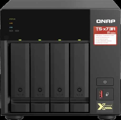Serveris QNAP | 4 lizdų QTS ir QuTS hero NAS | TS-473A-8G | Iki 4 HDD/SSD su karšto keitimo funkcija | AMD Ryzen | Ryzen V1500B keturių branduolių | Procesoriaus dažnis 2,2 GHz | 8 GB | DDR4