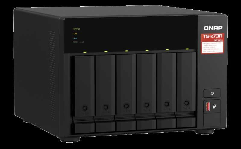Serveris QNAP | 6 lizdų QTS ir QuTS hero NAS | TS-673A-8G | Iki 6 HDD/SSD su karšto keitimo funkcija | AMD Ryzen | Ryzen V1500B keturių branduolių | Procesoriaus dažnis 2,2 GHz | 8 GB | DDR4