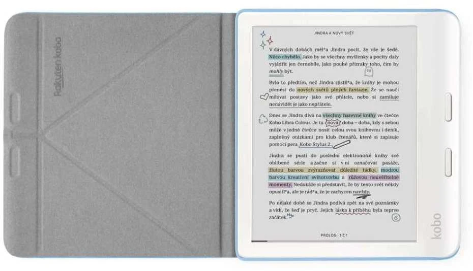Dėklas E-skaityklei Kobo Libra Colour SleepCover Case, Mėlynos spalvos