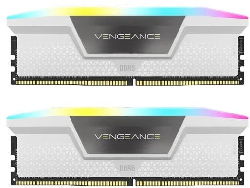 „Corsair Vengeance RGB DDR5-6200 RAM“, CL36, XMP & 32 GB dvigubo rinkinio, balta