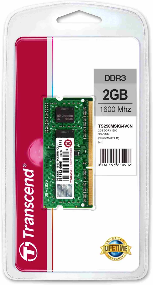 RAM TRANSCEND 2GB DDR3 1600MHz CL11 SO-Dimm 1.5V