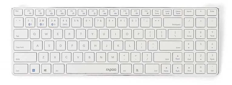 RAPOO klaviatūra E9100M, bezdrátová, Ultra-slim, CZ/SK, bílá