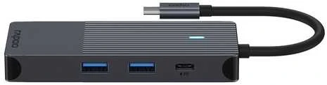 Rapoo USB-C kelių prievadų adapteris 8-in-1, pilkas
