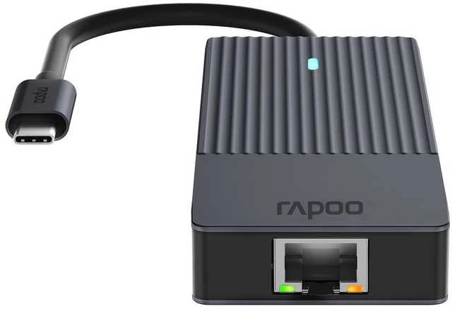 Rapoo USB-C kelių prievadų adapteris 8-in-1, pilkas