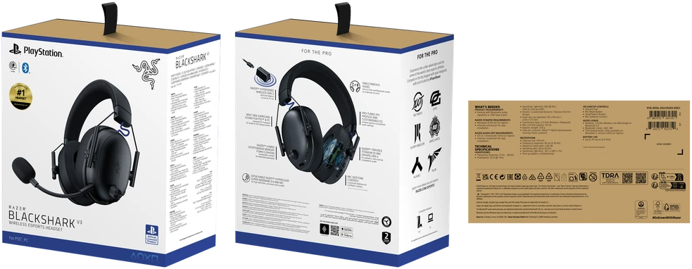 Ausinės Razer BlackShark V3, skirta PlayStation, juoda