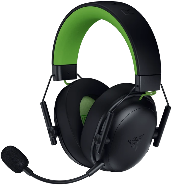 Razer BlackShark V3 X su žaliomis detalėmis