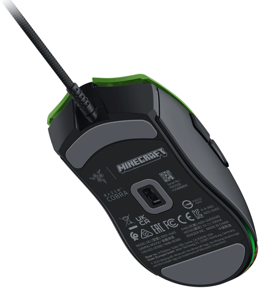 Razer | Pelė žaidimams | Cobra | Optiniai pelės jungikliai Gen-3 | Minecraft Edition