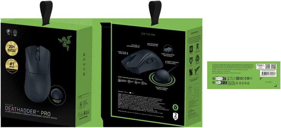 Pelė Myszka žaidimams Razer DeathAdder V4 belaidė 45000 dpi optinė juoda