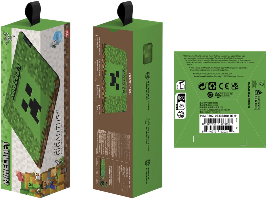 RAZER Gigantus V2 M pelės kilimėlis - Minecraft edition | 360x275x3mm