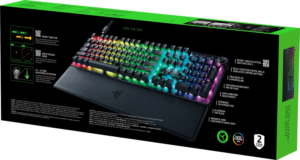 Razer Huntsman V3 Pro 8KHz | Klaviatūra žaidimams | su laidu | US | Razer Analog Optical Switch Gen-2 | Juodas