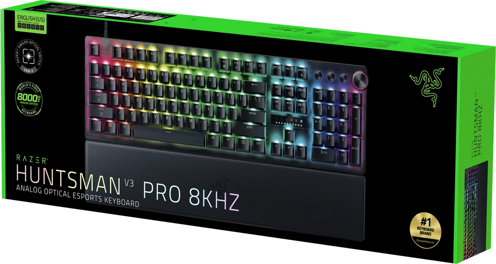 Razer Huntsman V3 Pro 8KHz | Klaviatūra žaidimams | su laidu | US | Razer Analog Optical Switch Gen-2 | Juodas