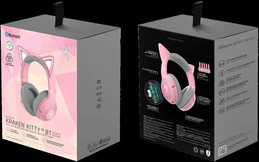 Razer | Ausinės | Kraken V2 Kitty BT | Su mikrofonu | Bluetooth | Quartz
