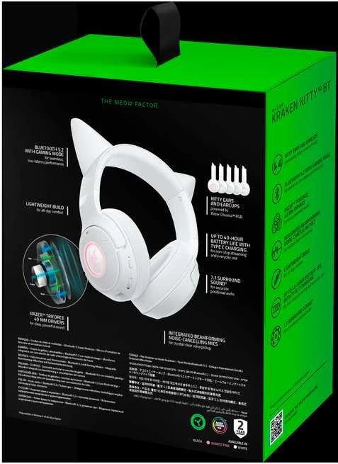 Razer | Ausinės | Kraken Kitty V2 BT | Taip | Bluetooth | Už ausų | Belaidės