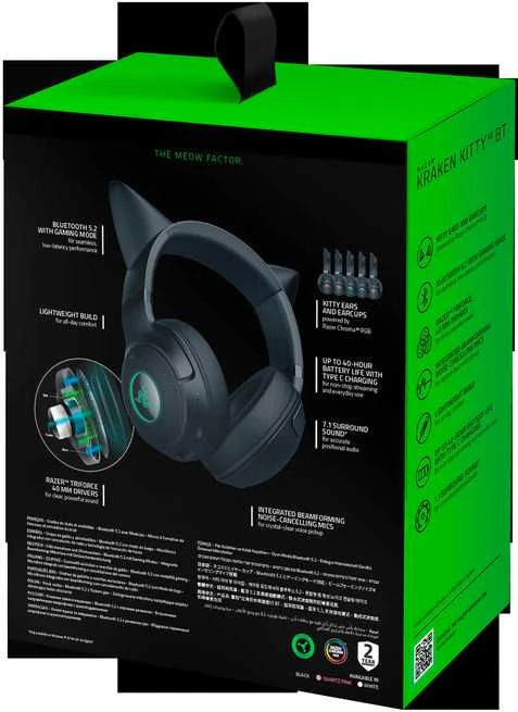 Razer | Ausinės | Kraken Kitty V2 BT | Taip | Bluetooth | Už ausų | Belaidės