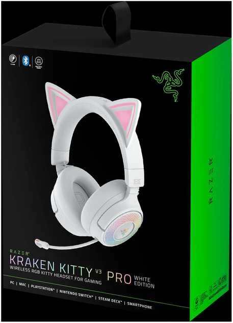 Razer | Ausinės | Kraken Kitty V3 Pro | Bluetooth | Over-Ear | Baltas