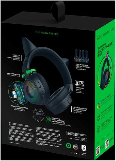 Razer | Ausinės | Kraken Kitty V3 Pro | Bluetooth | Over-Ear | Juodas