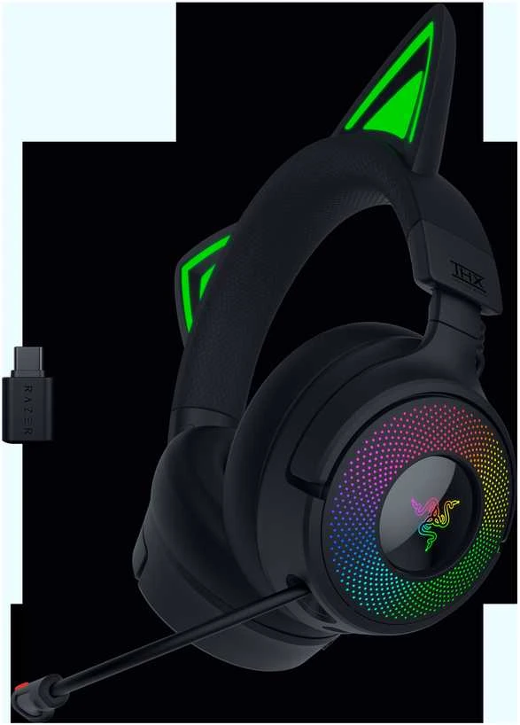 Razer Kraken Kitty V3 Pro su RGB apšvietimu ir USB-C jungtimi