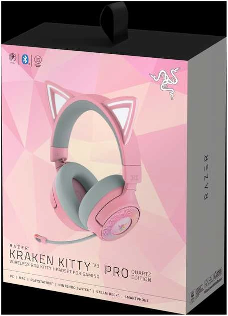 Razer | Ausinės | Kraken Kitty V3 Pro | Bluetooth | Over-Ear | Quartz
