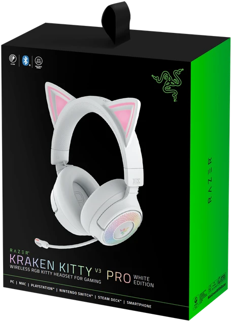 Razer Ausinės Žaidimams | Kraken Kitty V3 X | su laidu | Over-Ear | Mikrofonas | Baltas