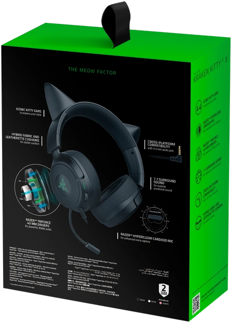 Razer Ausinės Žaidimams | Kraken Kitty V3 X | su laidu | Over-Ear | Mikrofonas | Juodas