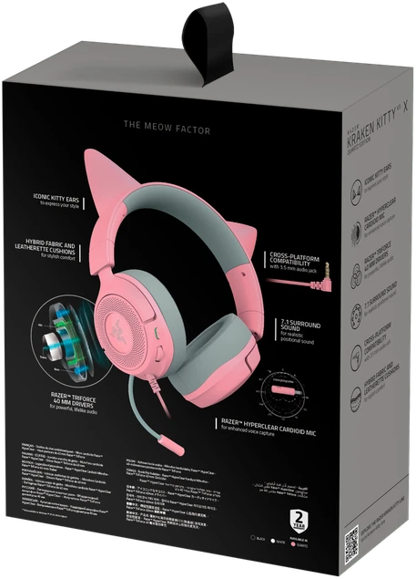 Razer Ausinės Žaidimams | Kraken Kitty V3 X | su laidu | Over-Ear | Mikrofonas | Quartz