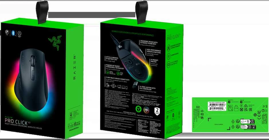Razer Pro Click V2 - Ergonomic Belaidė pelė for Work | Razer