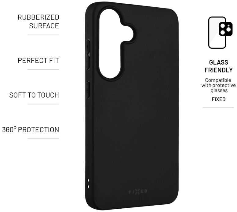 Dėklas Fixed Ištaisyta | Istorija | Galinis viršelis | Samsung | Galaxy S25 | Guma | Juodas