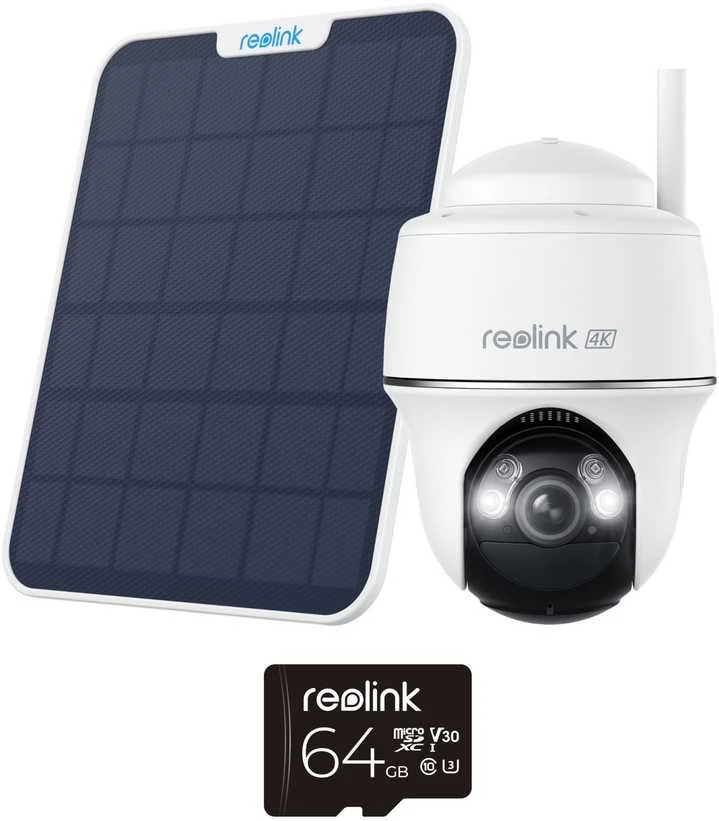 REOLINK apsaugos kamera Argus B440, 2,4 GHz, USB-C, saulės baterija, 64 GB, balta
