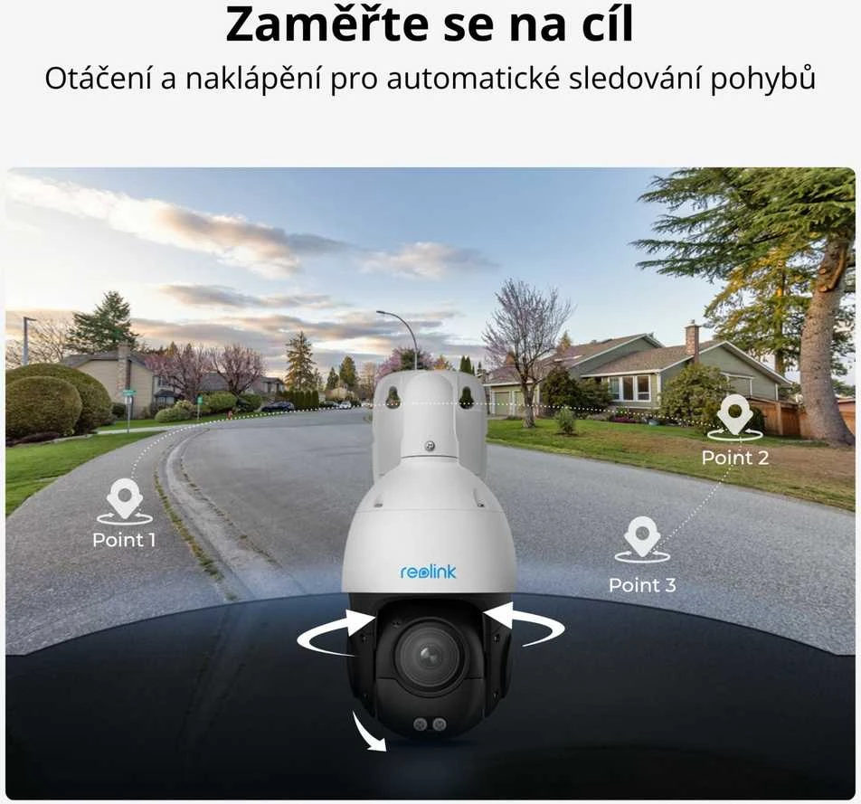Reolink | Išmanioji 4K PoE apsaugos kamera su 16 kartų optiniu priartinimu | P850 | PTZ | 8 MP | 5,3–86 mm / maks. F1,6 | Maitinimas per Ethernet (PoE) | IP66 | H.265/H.264 | „Micro SD“, maks. 256 GB
