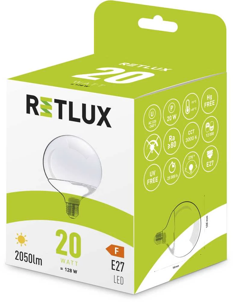 RLL 467 G120 E27 bigG 20W WW RETLUX