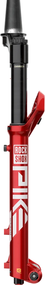 „RockShox Pike Ultimate CHARGER 3.1 RC2“ – „Crown“ 29 colių „Boost“ 15x110, 140 mm, 44 mm ofsetas, elektrinė raudona C2
