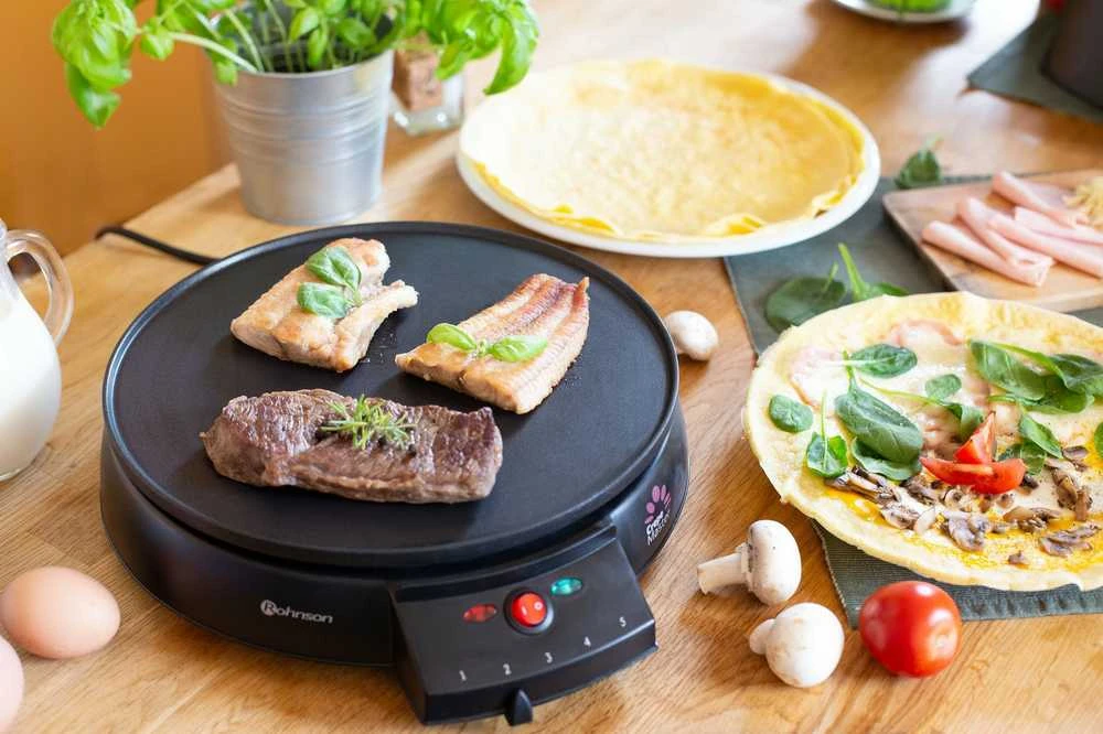 ROHNSON R-201 grilis su kreperio funkcija 1000 W, juodas