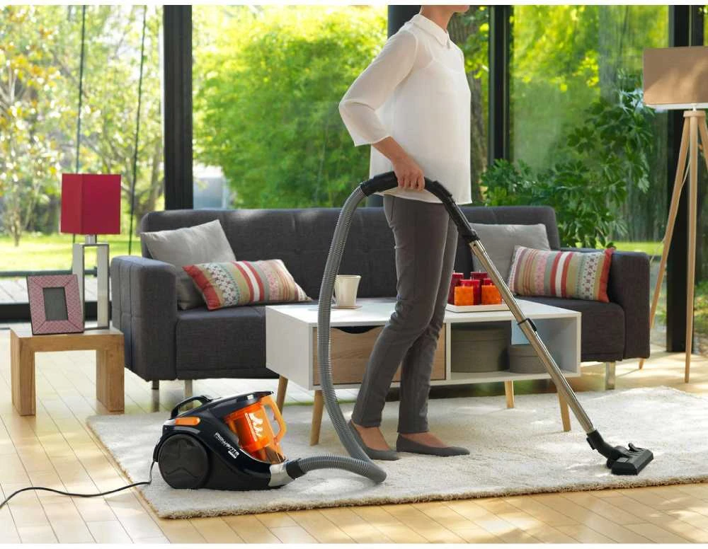 Rowenta RO3753EA dulkių siurblys be maišelio, sausas valymas, galia 750 W, dulkių talpa 1,5 l, 79 dB, juodas/oranžinis