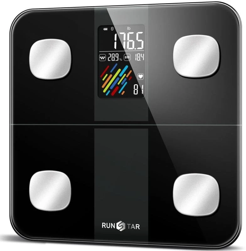 Virtuvinės svarstyklės „RunStar 4E SmartView“ kūno svarstyklės, juodos (FG2019LB)