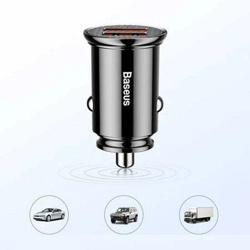 Baseus Circular automobilinis įkroviklis 2xUSB QC3.0 5A 30W - Juodas