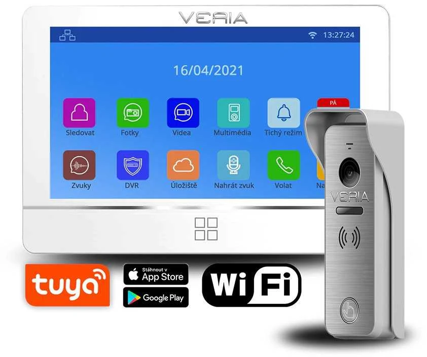 SAUGIŲ NAMŲ RINKINYS Vaizdo telefonas VERIA 8277B-W (Wi-Fi) baltas įėjimo stotelė VERIA 831 series 2-WIRE