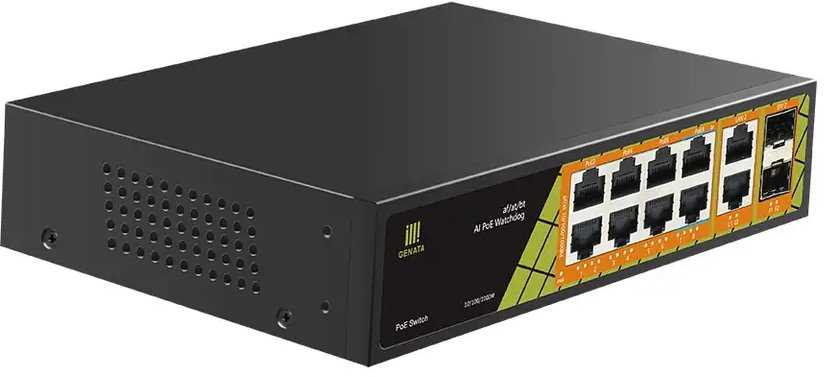 Šakotuvas Conexpro GNT-P1012G6, PoE komutatorius, 10x LAN, 8x PoE, 2x SFP