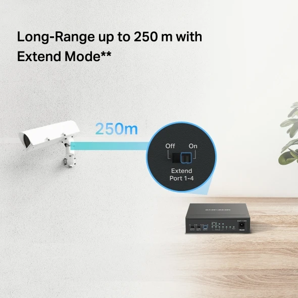 Šakotuvas MERCUSYS komutatorius MS106GP (6xGbE, 4xPoE+, 65W, be ventiliatoriaus)