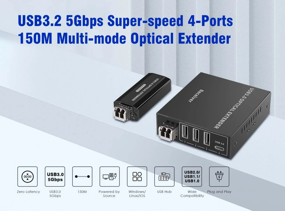 Šakotuvas PremiumCord kuext5 - 150m USB 3.2 Optical Extender