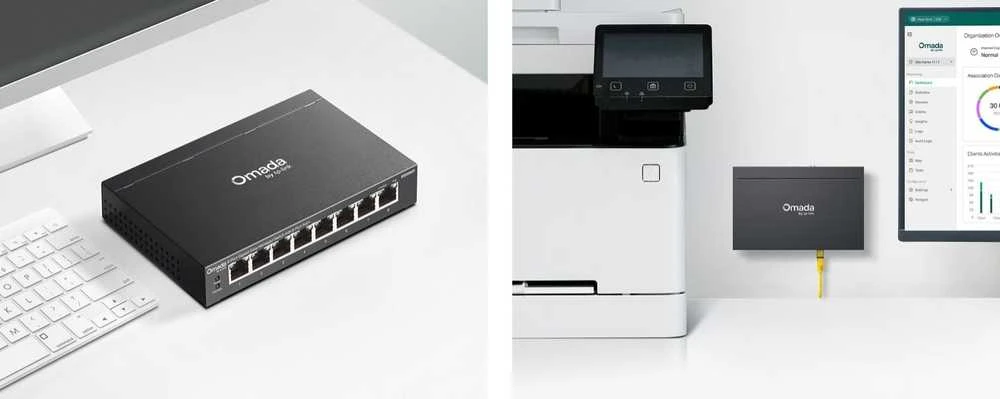 TP-Link Omada ES208GP tinklo komutatorius Valdomas L2 gigabito Ethernet (10/100/1000) Maitinimas per Ethernet (PoE) DIN bėgelis Juodas